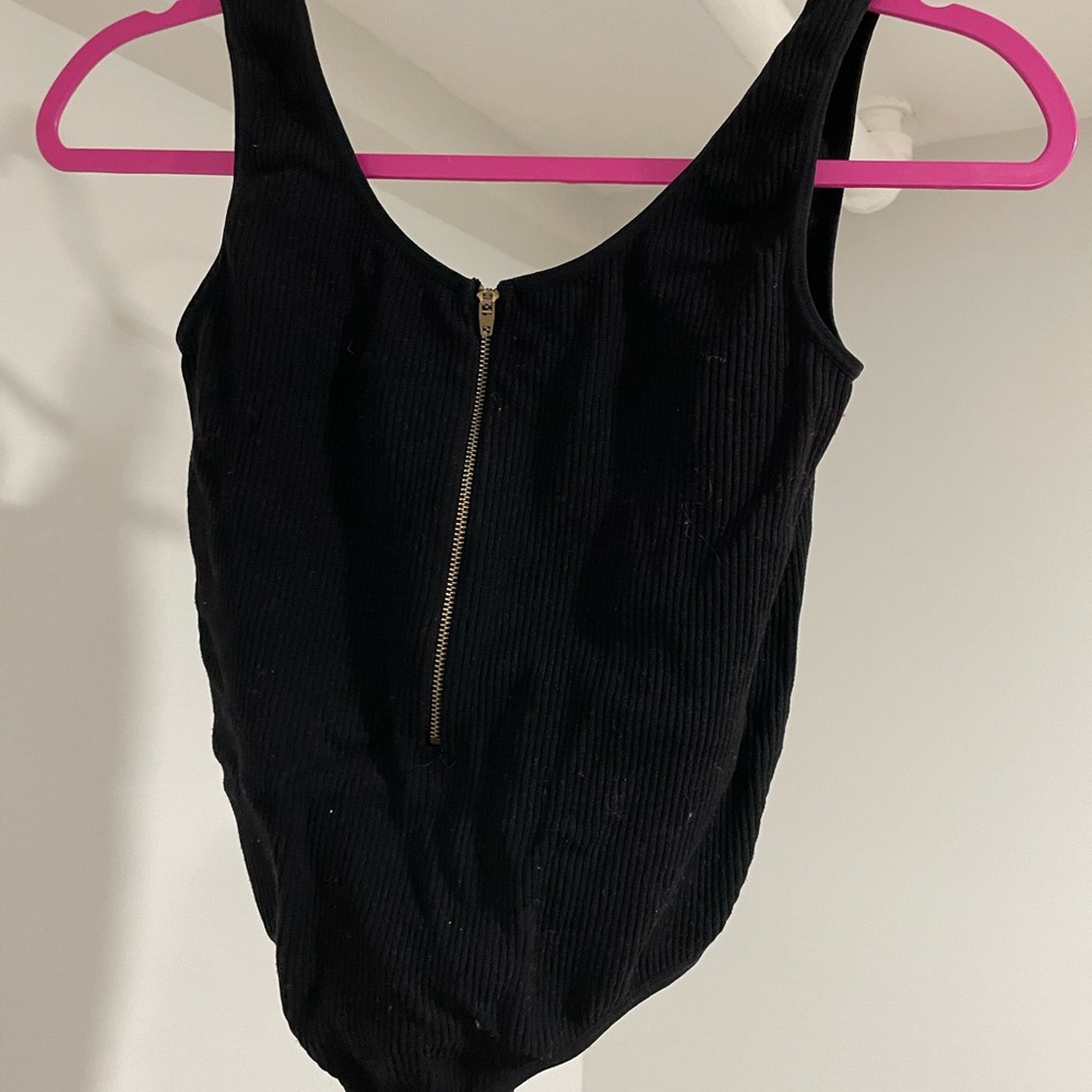 Black Fitted Backless Bodysuit